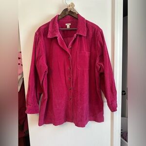 Vibrant Pink LLBean Corduroy Button-Up